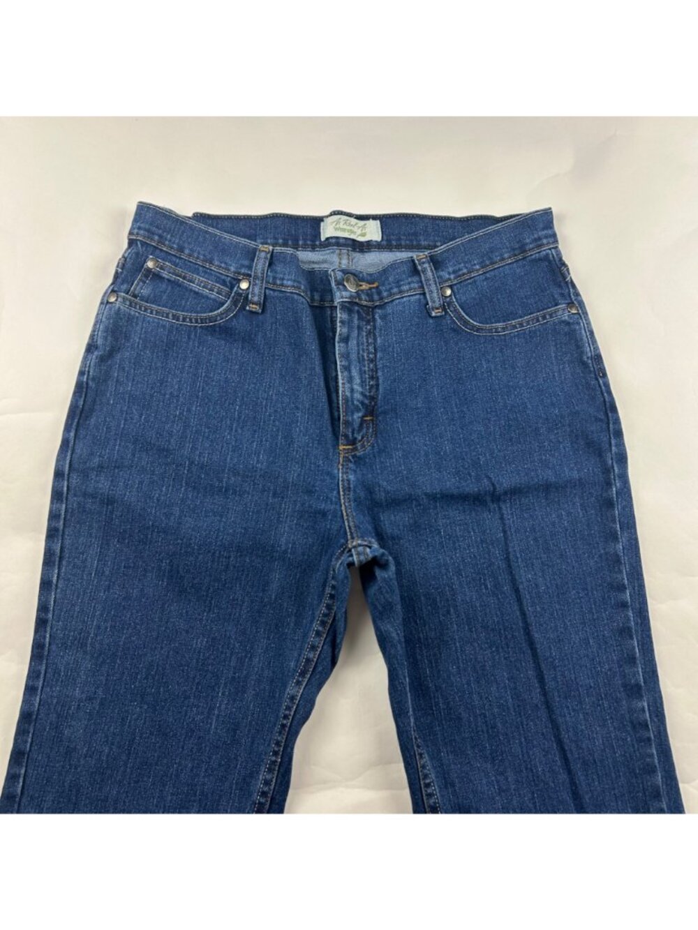 LONG Wrangler Dark Wash Denim Bootcut Jeans 10 - Picture 2 of 6